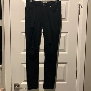 Paige distressed “Verdugo” Ultra Black skinny jeans